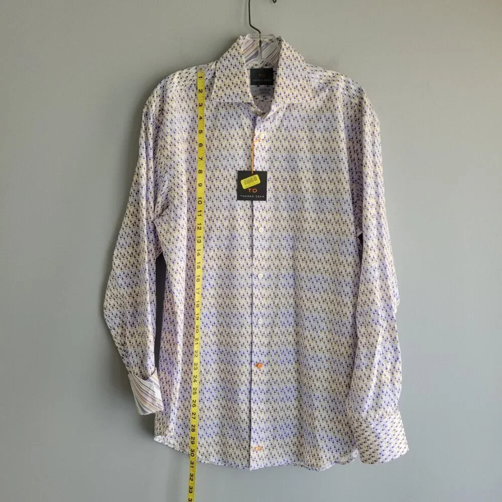 NWT Thomas Dean Long Sleeve Button Down Men's Shirt Size L